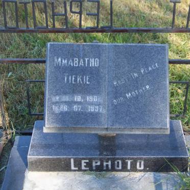 LEPHOTO Mmabatho Tiekie 1902-1997