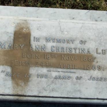 LUYT Mary Ann Christina 1887-1889