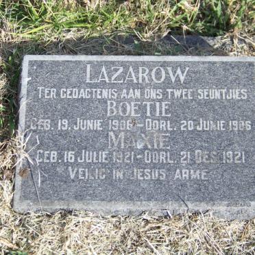 LAZAROW Boetie 1906-1906 :: LAZAROW Maxie 1921-1921