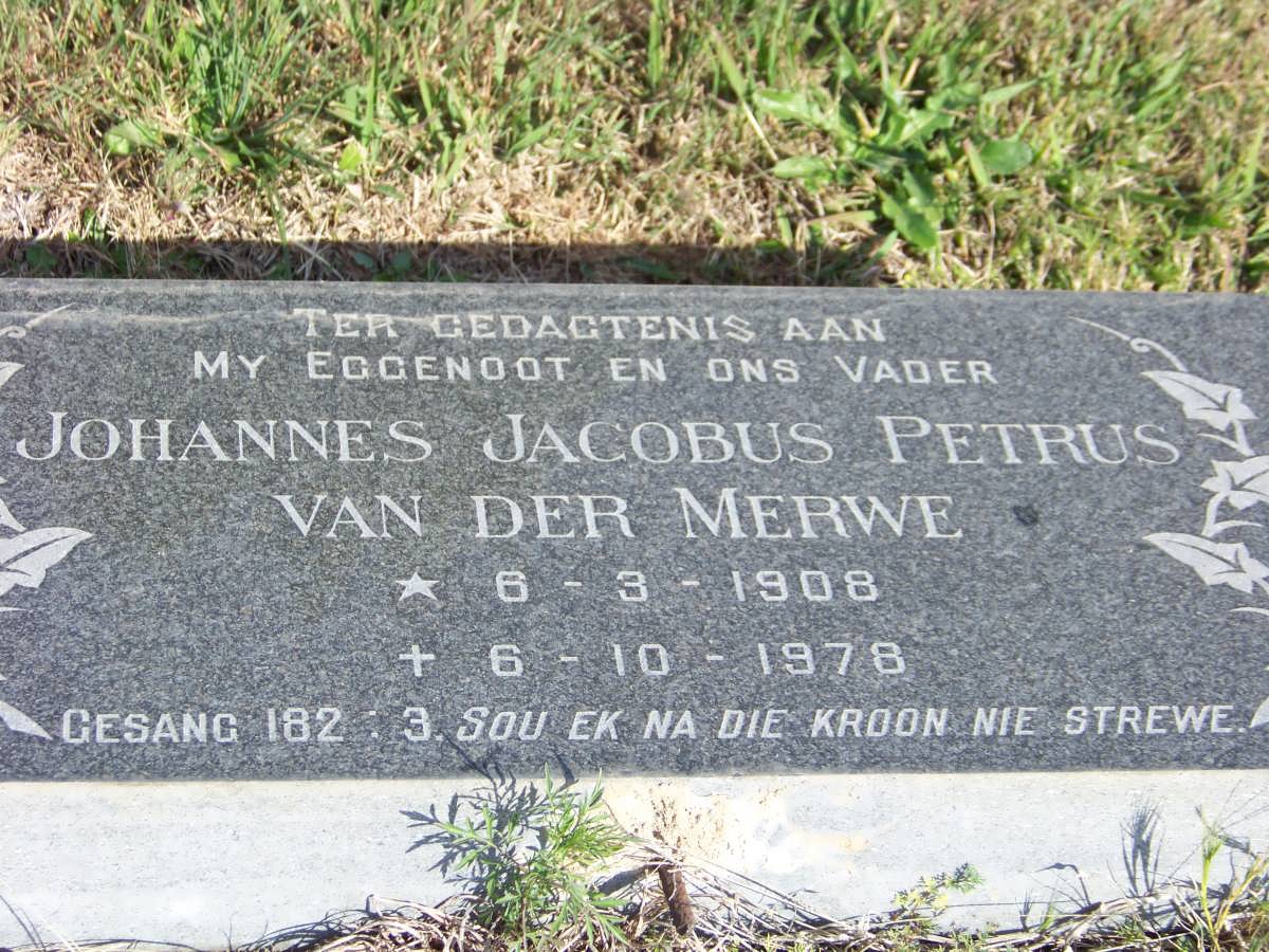 MERWE Johannes Jacobus Petrus, van der 1908-1978