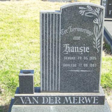 MERWE Hansie, van der 1925-1987