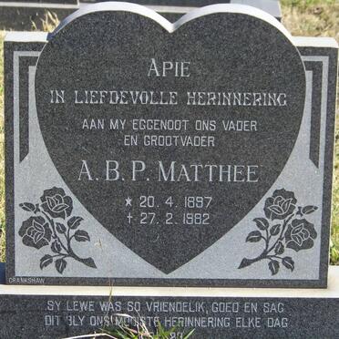 MATTHEE A.B.P. 1897-1982