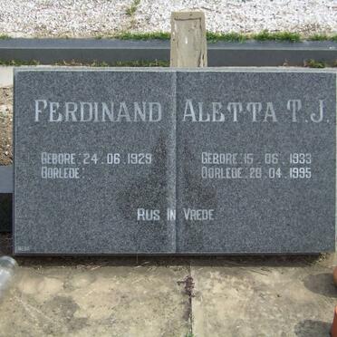 MERWE Ferdinand, van der 1929- &amp; Aletta T.J. 1933-1995