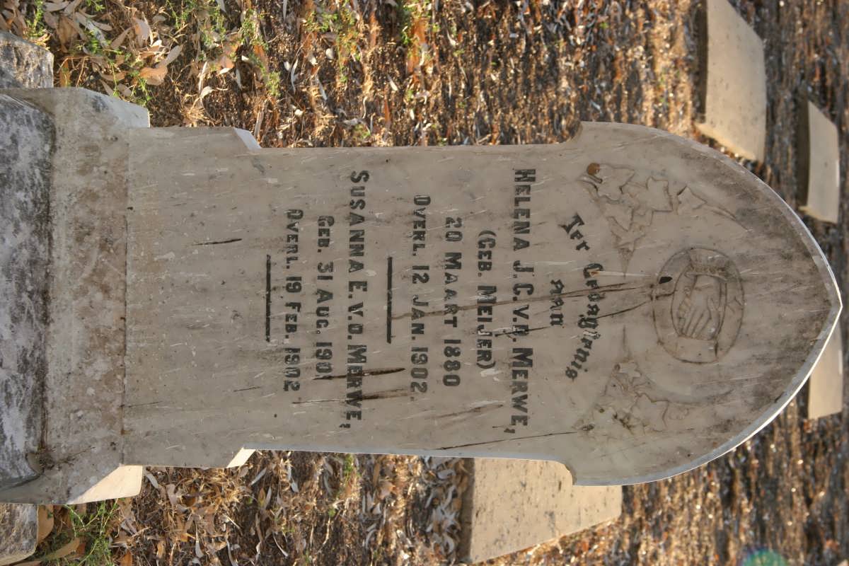 MERWE Helena J.C., v.d. nee MEIJER 1880-1902 :: V.D. MERWE Susanna E. 1901-1902