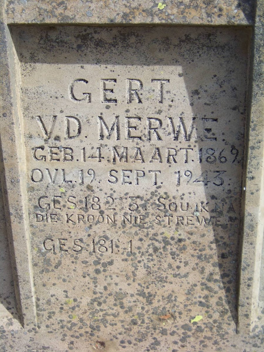 MERWE Gert, v.d. 1869-1943