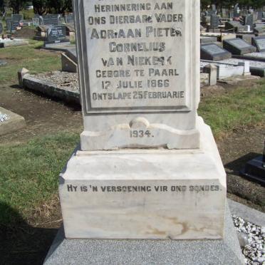 NIEKERK Adriaan Pieter Cornelius, van 1866-1934