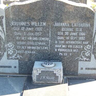 NAUDE Johannes Willem 1906-1957 &amp; Johanna Catharina ELS 1906-1992