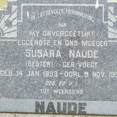 NAUDE Susara voorheen BESTER nee VOEGT 1893-1959