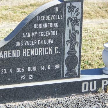 PLESSIS Barend Hendrick C., du 1905-1981 &amp; Albertina A. DE VILLIERS 1923-1992