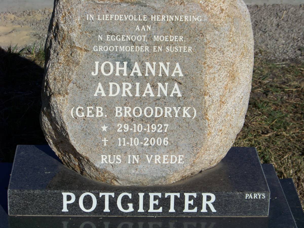 POTGIETER Johanna Adriana nee BROODRYK 1927-2006