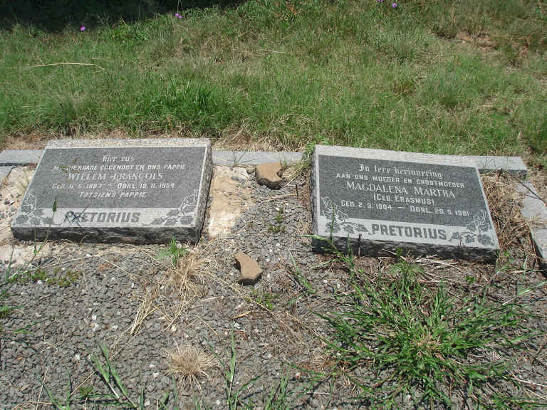 PRETORIUS Willem Francois 1897-1954 &amp; Magdalena Martha ERASMUS 1904-1981
