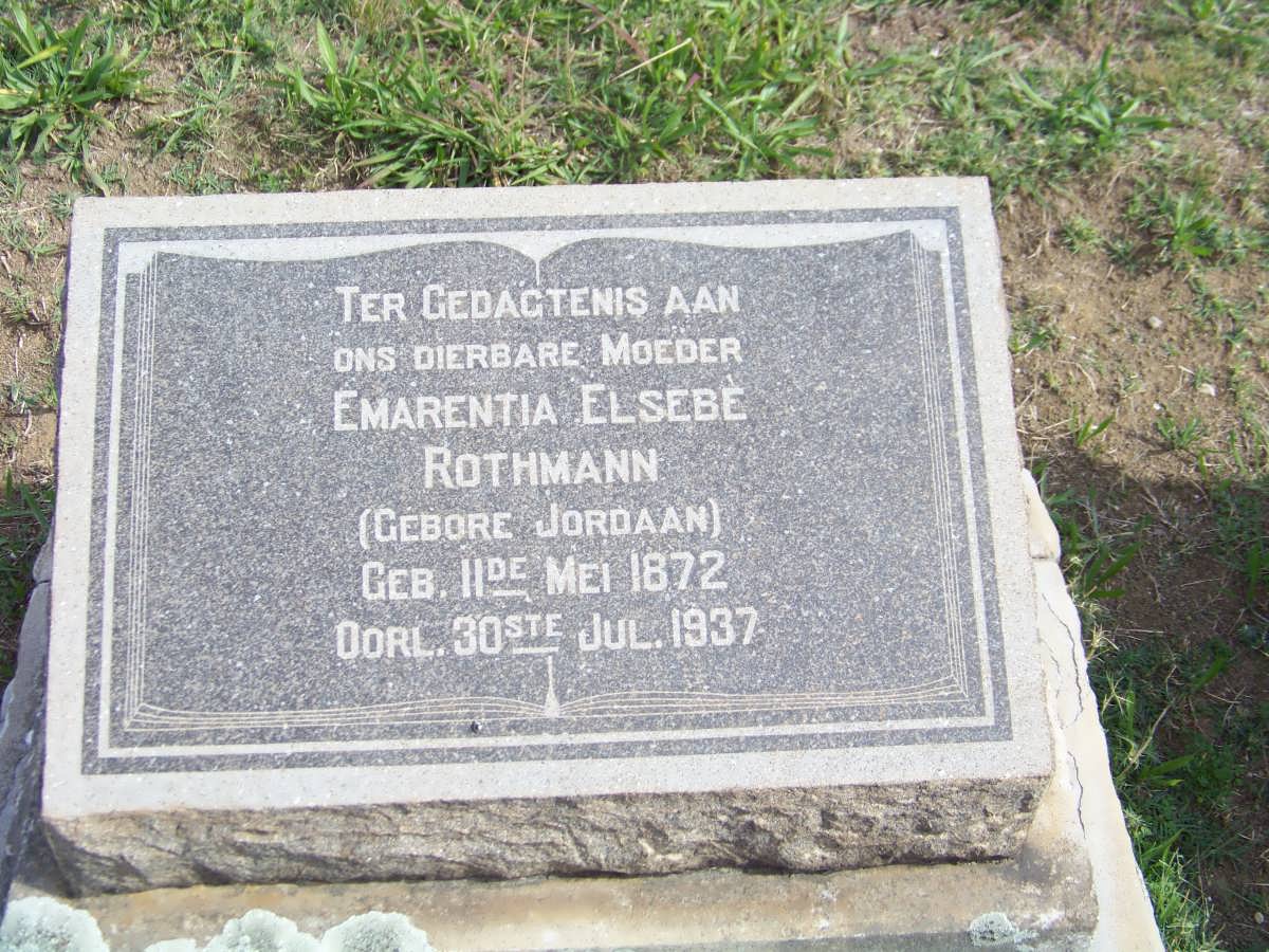 ROTHMANN Emarentia Elsebe nee JORDAAN 1872-1937
