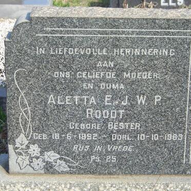 ROODT Aletta E.J.W.P. nee BESTER 1892-1963