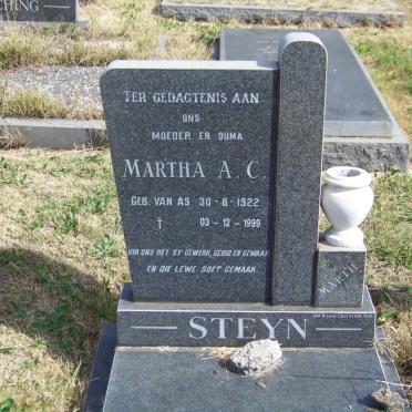 STEYN Martha A.C. nee VAN AS 1922-1999