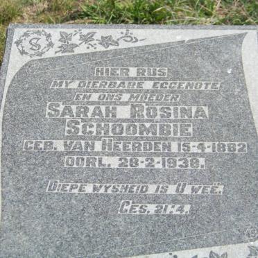 SCHOOMBIE Sarah Rosina nee VAN HEERDEN 1882-1938