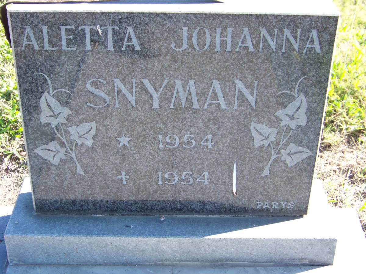 SNYMAN Aletta Johanna 1954-1954