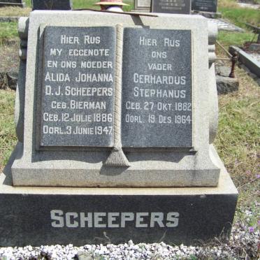SCHEEPERS Gerhardus Stephanus 1882-1964 &amp; Alida Johanna D.J. BIERMAN 1886-1947