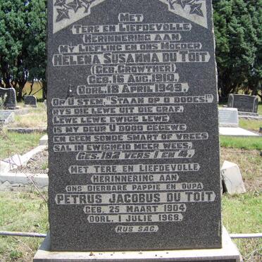 TOIT Petrus Jacobus, du 1904-1968 &amp; Helena Susanna CROWTHER 1910-1949