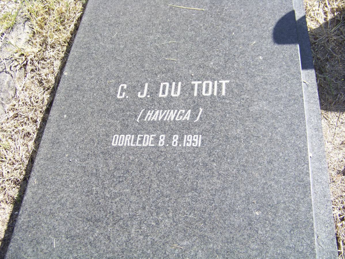 TOIT G J du, nee HAVINGA 1981