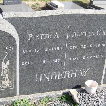 UNDERHAY Pieter A. 1894-1985 &amp; Aletta C.M. 1894-1971