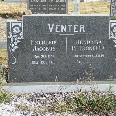 VENTER Frederik Jacobus 1924-1976 &amp; Hendrika Petronella STRYDOM 1924-