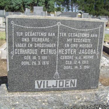 VILJOEN Gerhardus Petrus 1911-1976 &amp; Hester Jacoba V.D. MERWE 1913-1961
