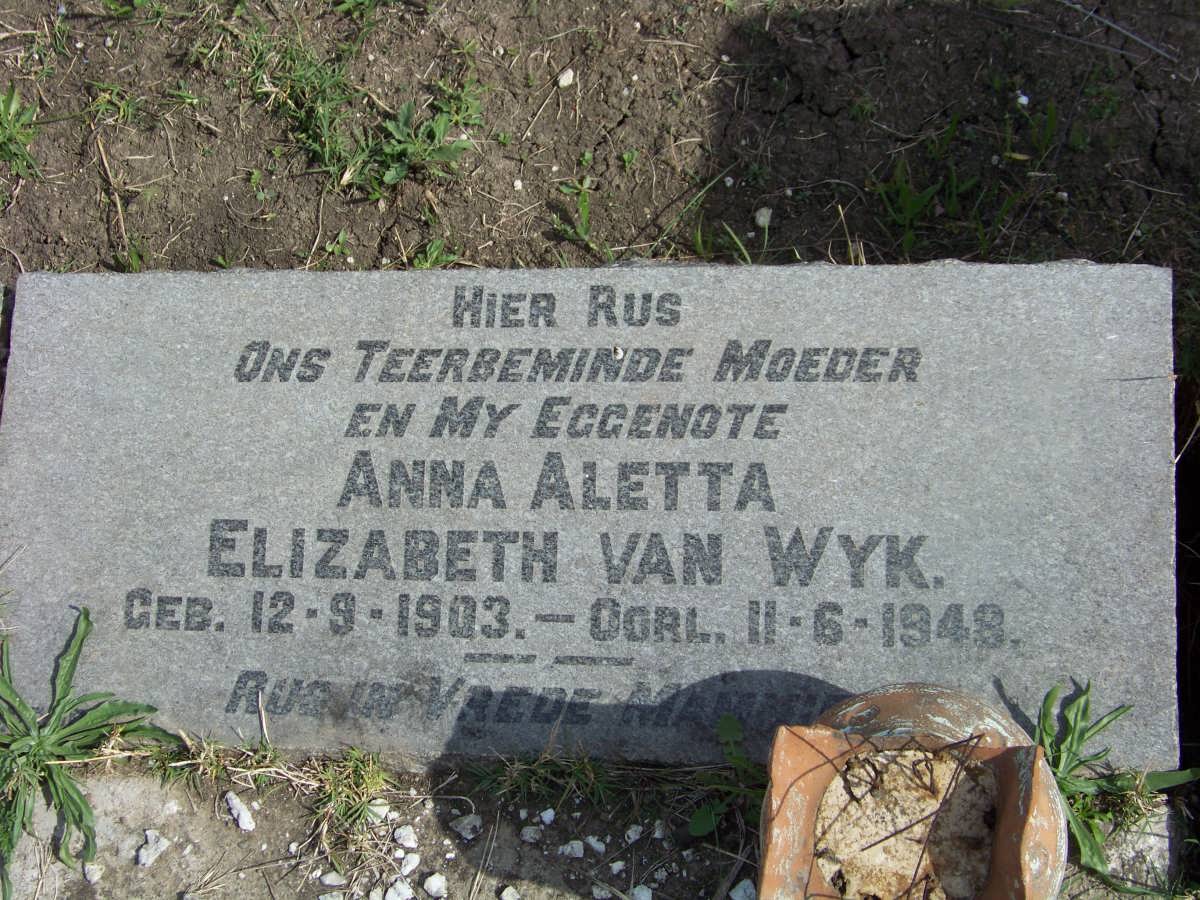 WYK Anna Aletta Elizabeth, van 1903-1948