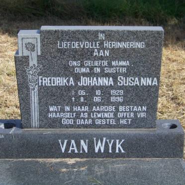 WYK Fredrika Johanna Susanna, van 1929-1996