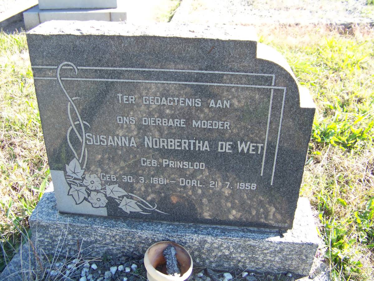 WET Susanna Norbertha, de nee PRINSLOO 1881-1958