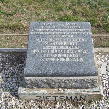 ZIETSMAN Jacob Louis Philip 1870-1945 &amp; Anna Margaretha 1875-1943