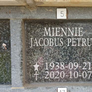 MIENNIE Jacobus Petrus 1938-2020