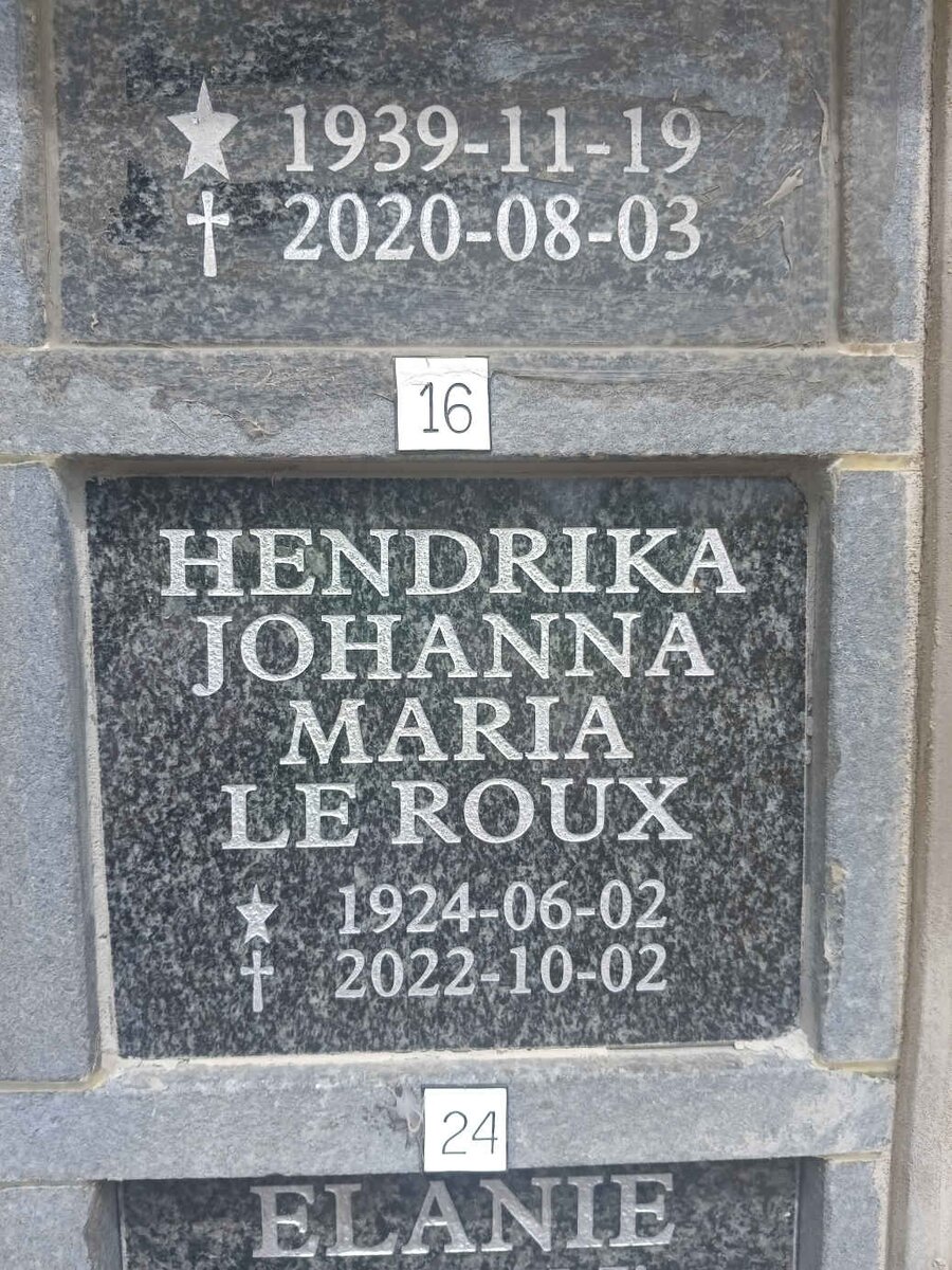 ROUX Hendrika Johanna Maria 1924-2022