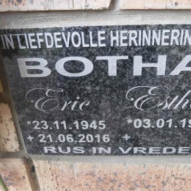 BOTHA Eric 1945-2016 &amp; Esther 1948-