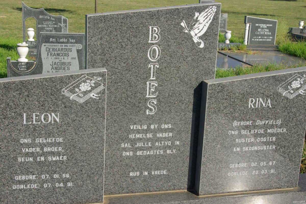 BOTES Leon 1956-1991 &amp; Rina DUFFIELD 1967-1991