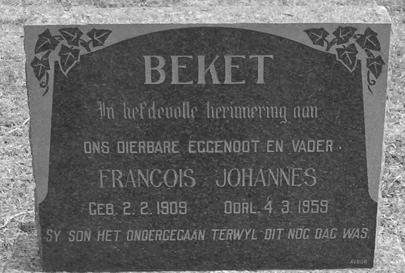 BEKET Francois Johannes 1909-1959