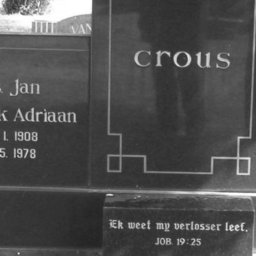 CROUS Jan Hendrik Adriaan 1908-1978 &amp; Orpa FERREIRA 1919-2001