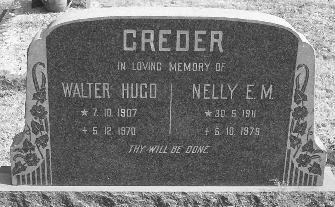 GREDER Walter Hugo 1907-1970 &amp; Nelly E.M. 1911-1979