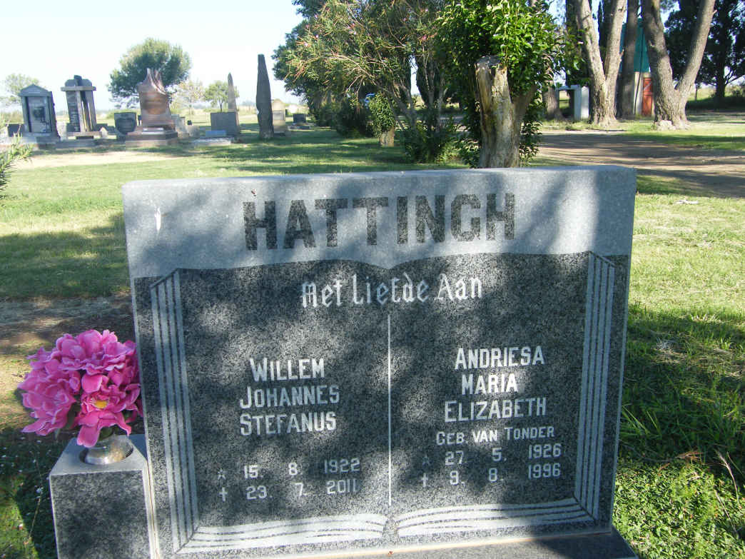 HATTINGH Willem Johannes Stefanus 1922-2011 &amp; Andriesa Maria Elizabeth VAN TONDER 1926-1996