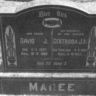 MAREE David J. 1882-1962 &amp; Gertruida J.M. TERBLANS 1884-1957