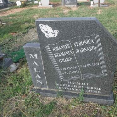 MALAN Johannes Hermanus 1949-2011 &amp; Veronica BARNARD 1952-