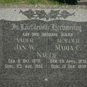 NAUDE Jan W. 1870-1952 &amp; Maria C. 1875-1938