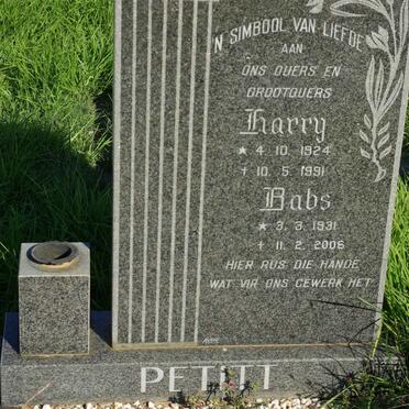PETITT Harry 1924-1991 &amp; Babs 1931-2006