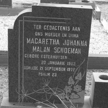 SCHOEMAN Magaretha Johanna Malan nee ESTERHUYSEN 1903-1972