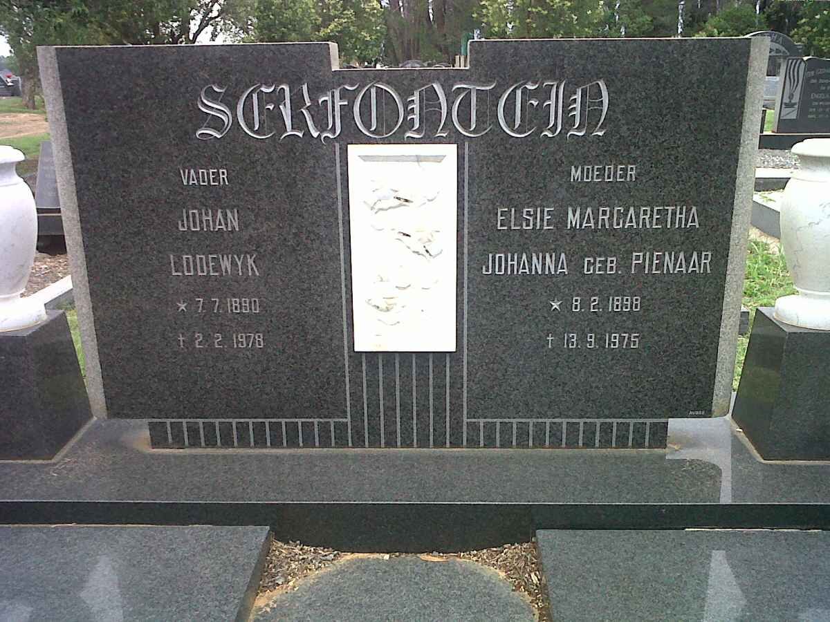 SERFONTEIN Johan Lodewyk 1890-1978 &amp; Elsie Margaretha Johanna PIENAAR 1898-1975