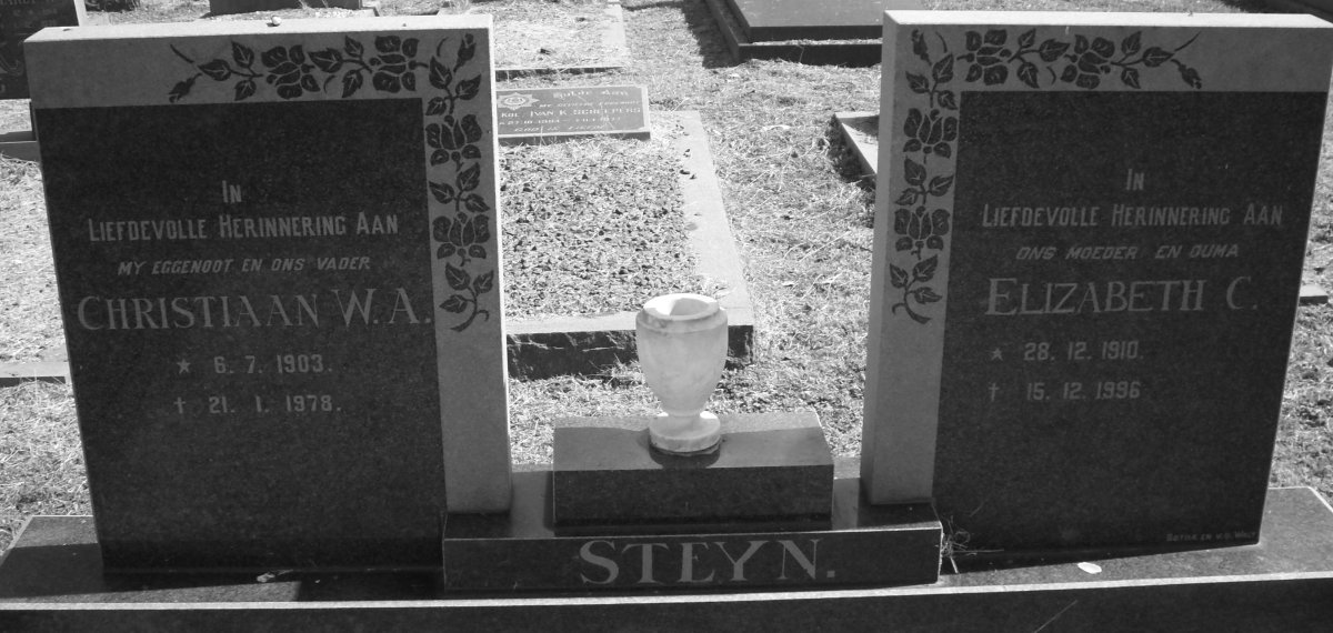 STEYN Christiaan W.A. 1903-1978 &amp; Elizabeth C. 1910-1996