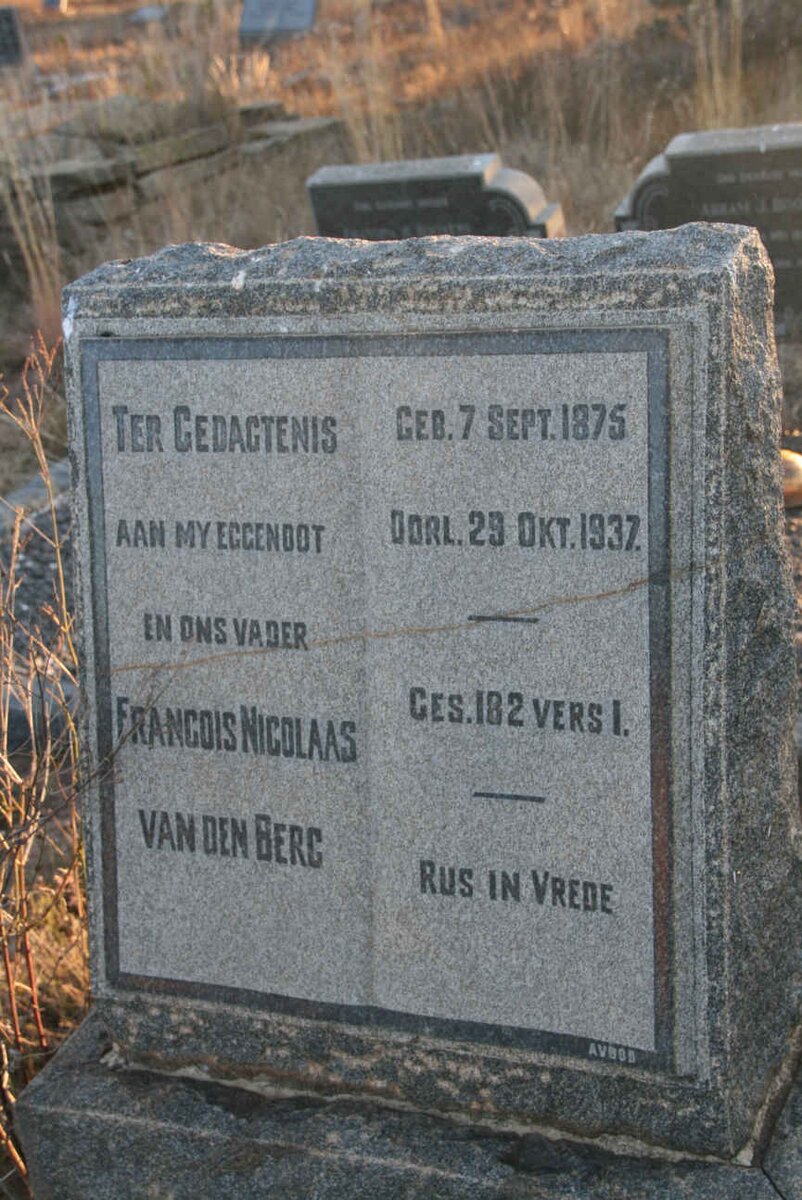 BERG Francois Nicolaas, van den 1875-1937