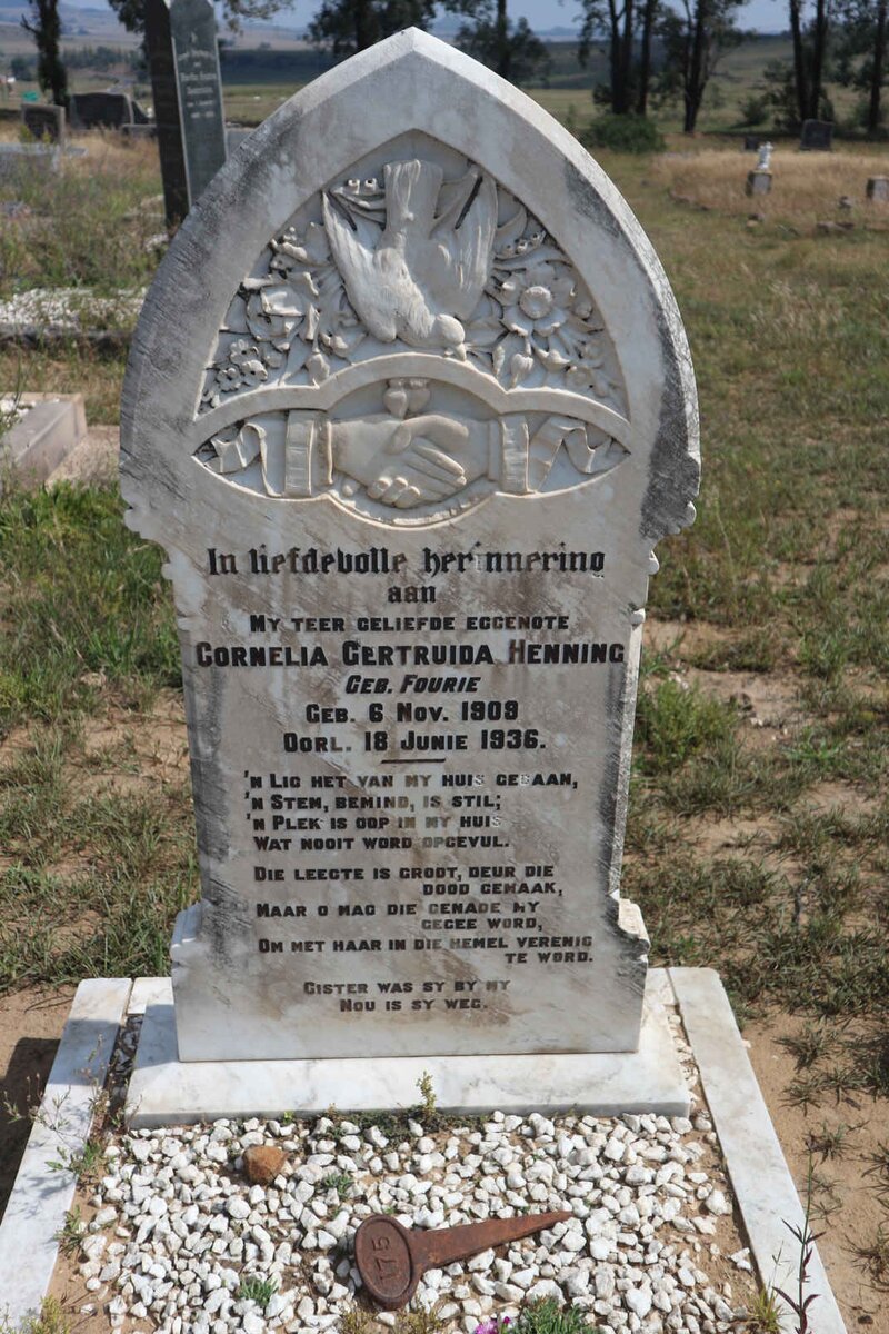 HENNING Cornelia Gertruida nee FOURIE 1909-1936