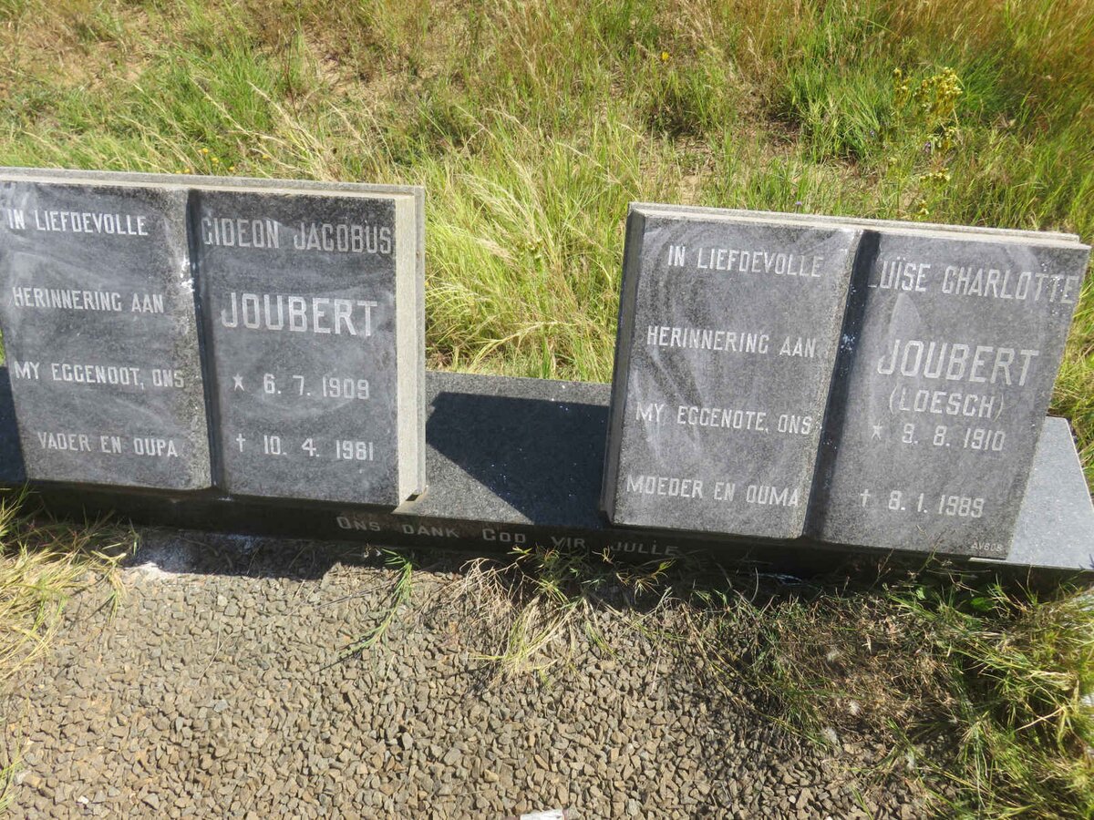JOUBERT Gideon Jacobus 1909-1981 &amp; Luïse Charlotte LOESCH 1910-1989
