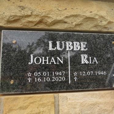 LUBBE Johan 1947-2020 &amp; Ria 1946-
