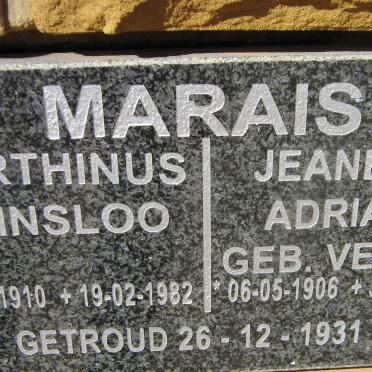 MARAIS Marthinus Prinsloo 1910-1982 &amp; Jeanette Adriana VENTER 1906-2003